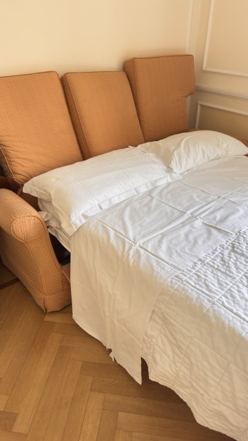 The uncomfortable sofa our kids were expected to sleep on.